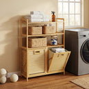 Double Tilt-Out Laundry Hamper with 3 Shelves & Baskets by LJGDeals