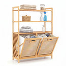 Double Tilt-Out Laundry Hamper with 3 Shelves & Baskets by LJGDeals