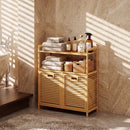 Double Tilt-Out Laundry Hamper with 2 Shelves - Natural Bamboo by LJGDeals