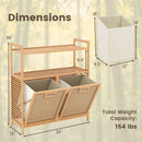 Double Tilt-Out Laundry Hamper with 2 Shelves - Natural Bamboo by LJGDeals