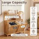 Double Tilt-Out Laundry Hamper with 2 Shelves - Natural Bamboo by LJGDeals