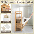 Double Tilt-Out Laundry Hamper with 2 Shelves - Natural Bamboo by LJGDeals