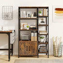 Double Wide 8-Tier Bookshelf with 2-Door Cabinet for Living Room Home Office-Rustic Brown by LJGDeals