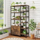 Double Wide 8-Tier Bookshelf with 2-Door Cabinet for Living Room Home Office-Rustic Brown by LJGDeals