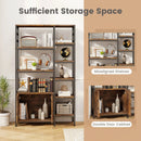 Double Wide 8-Tier Bookshelf with 2-Door Cabinet for Living Room Home Office-Rustic Brown by LJGDeals
