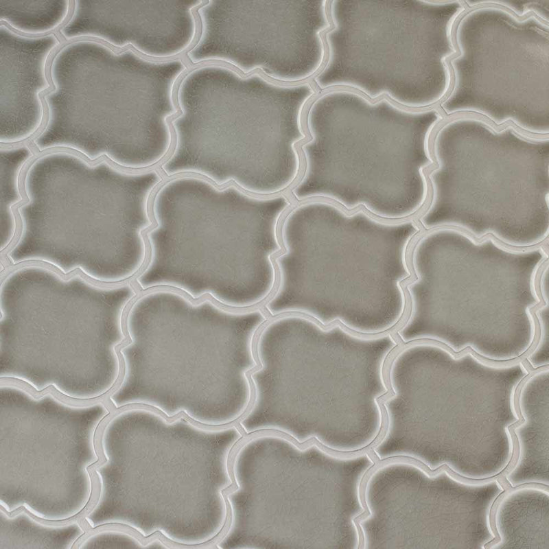 MSI Dove Grey Arabesque Polished Ceramic Mosaic Wall Tile 10.83"x15.5"