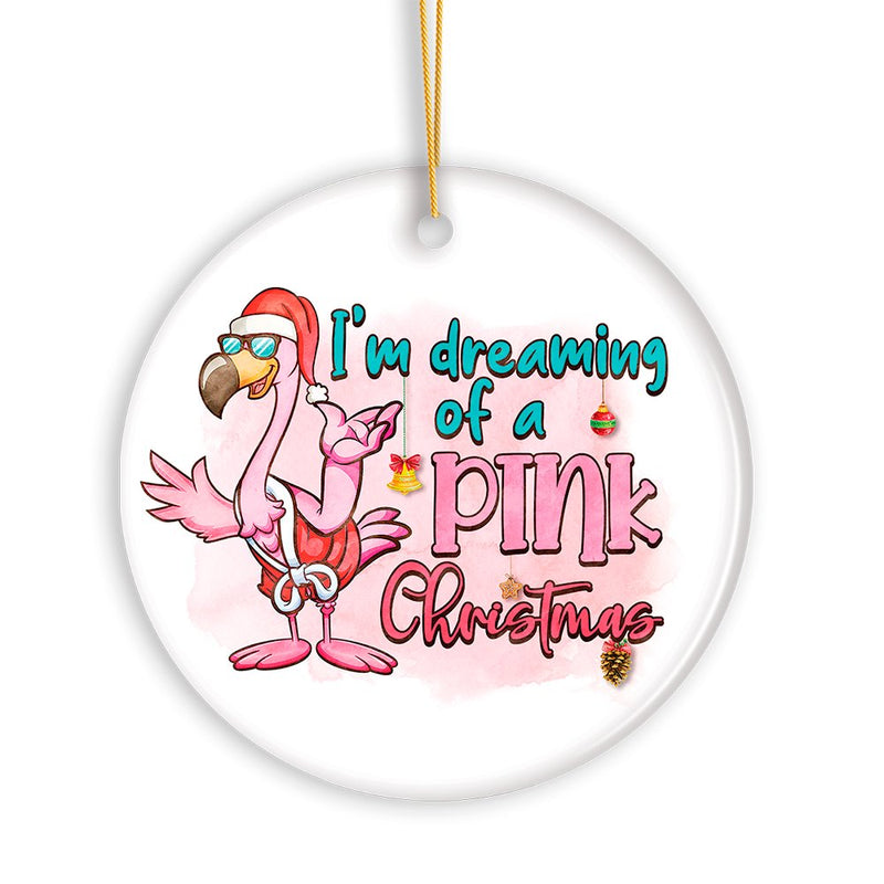 Dreaming of a Pink Christmas Flamingo Ornament, Vacation Theme