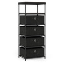 Dresser with 3/4 Drawers Fabric Storage Tower with Wood Top and Metal Frame by LJGDeals
