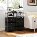 Dresser with 3/4 Drawers Fabric Storage Tower with Wood Top and Metal Frame by LJGDeals