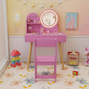Kids Princess Makeup Dressing Desk and Chair Set with Mirror and Lights by LJGDeals