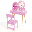 Kids Princess Makeup Dressing Desk and Chair Set with Mirror and Lights by LJGDeals