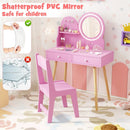 Kids Princess Makeup Dressing Desk and Chair Set with Mirror and Lights by LJGDeals