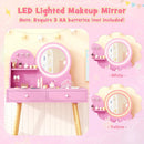 Kids Princess Makeup Dressing Desk and Chair Set with Mirror and Lights by LJGDeals