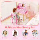Kids Princess Makeup Dressing Desk and Chair Set with Mirror and Lights by LJGDeals