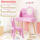 Kids Princess Makeup Dressing Desk and Chair Set with Mirror and Lights by LJGDeals