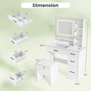 Dressing Desk with 3 Color Lighting and Hair Dryer Stand-White by LJGDeals