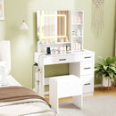 Dressing Desk with 3 Color Lighting and Hair Dryer Stand-White by LJGDeals