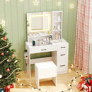 Dressing Desk with 3 Color Lighting and Hair Dryer Stand-White by LJGDeals