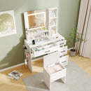 Dressing Desk with 3 Color Lighting and Hair Dryer Stand-White by LJGDeals