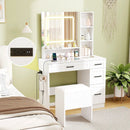 Dressing Desk with 3 Color Lighting and Hair Dryer Stand-White by LJGDeals