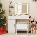 Vanity Dressing Table and Chair Set with Mirror and Lights by LJGDeals
