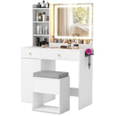 Vanity Dressing Table and Chair Set with Mirror and Lights by LJGDeals