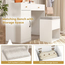 Vanity Dressing Table and Chair Set with Mirror and Lights-White