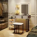 Makeup Vanity Dressing Table and Stool Set with Mirror and 3-Color LED Lights-White
