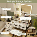 Makeup Vanity Dressing Table and Stool Set with Mirror and 3-Color LED Lights-White by LJGDeals