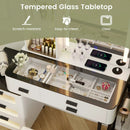 Makeup Vanity Dressing Table and Stool Set with Mirror and 3-Color LED Lights-White by LJGDeals