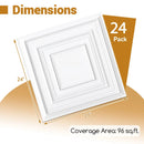Drop Ceiling Tiles 24" x 24" PVC Ceiling Panels with 3D Decorative Patterns 24-Pack by LJGDeals