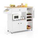 Drop Leaf Mobile Kitchen Island Cart with Power Outlet and Adjustable Shelf-Rustic Brown by LJGDeals