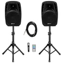 Dual 10 Inch 1600W Powered Mic Speaker Speakers with Bluetooth by DirectDeals