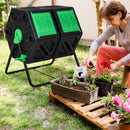 Dual Chamber Garden Compost Tumbler with Sliding Doors-Black & Green by LJGDeals