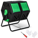 Dual Chamber Garden Compost Tumbler with Sliding Doors-Black & Green by LJGDeals