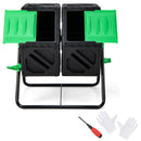 Dual Chamber Garden Compost Tumbler with Sliding Doors-Black & Green by LJGDeals