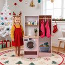 Dual-Sided Kids Play Kitchen with Water Dispenser and Range Hood for 3+ Years Old by LJGDeals