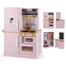 Dual-Sided Kids Play Kitchen with Water Dispenser and Range Hood for 3+ Years Old by LJGDeals