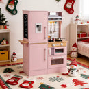 Dual-Sided Kids Play Kitchen with Water Dispenser and Range Hood for 3+ Years Old by LJGDeals