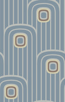Dusty Blue 70s Retro Mod Arch Geometric Wallpaper