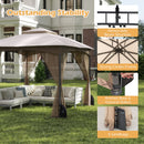10 X 10 FT Heavy-Duty Patio Gazebo with Netting Walls and 4 Sandbags-Khaki