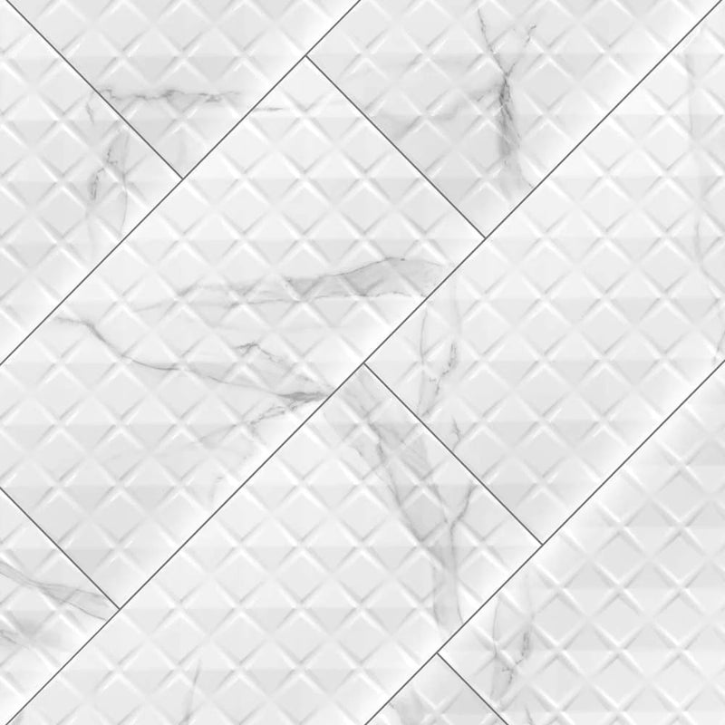MSI Dymo Statuary Chex White Glossy Ceramic Wall Tile 12x24