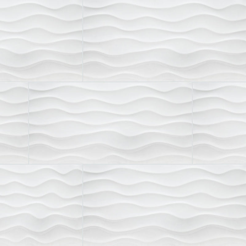 MSI Dymo Wavy White Glossy Ceramic Wall Tile 12x24