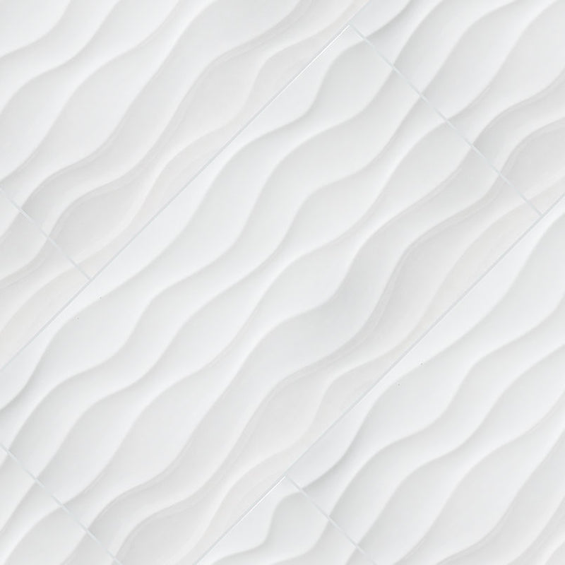 MSI Dymo Wavy White Glossy Ceramic Wall Tile 12x24