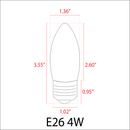 E26 4W LED Filament Edison Bulbs Dimmable Energy Saving 12V Low Voltage Light Bulb