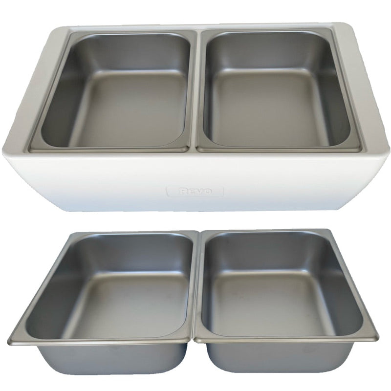 REVO HALF Size Pan Set |  Stainless Steel 4" deep | Two 1/2 Size food pans