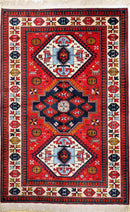 Armenian Yerevan Wool Rug – 4’6” x 6’11” – Hand-Knotted Geometric Design