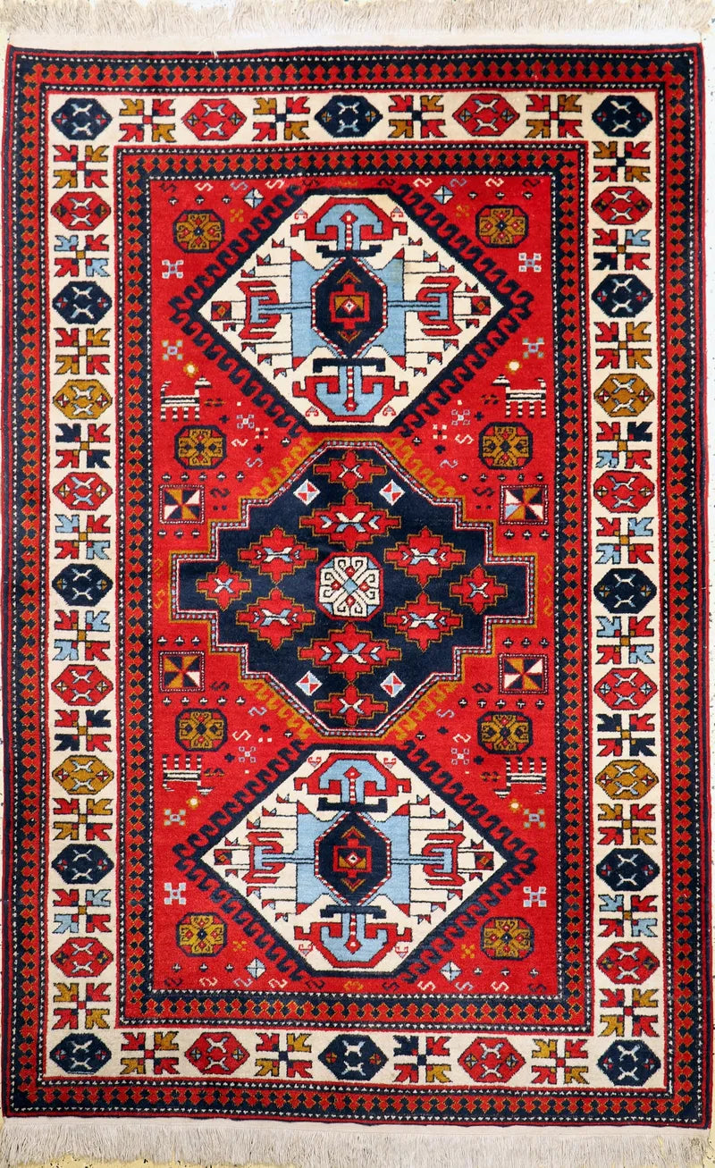 Armenian Yerevan Wool Rug – 4’6” x 6’11” – Hand-Knotted Geometric Design