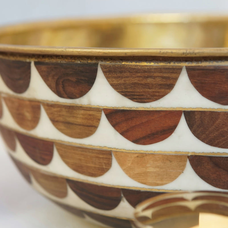 Walnut Wood & Brass Vessel Sink - Handcrafted Vessel Sink - BRASSMA