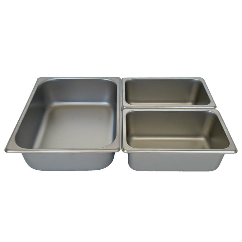 REVO MIX Pan Set | Stainless Steel 4" deep | One 1/2 Size and Two 1/4 size food pans